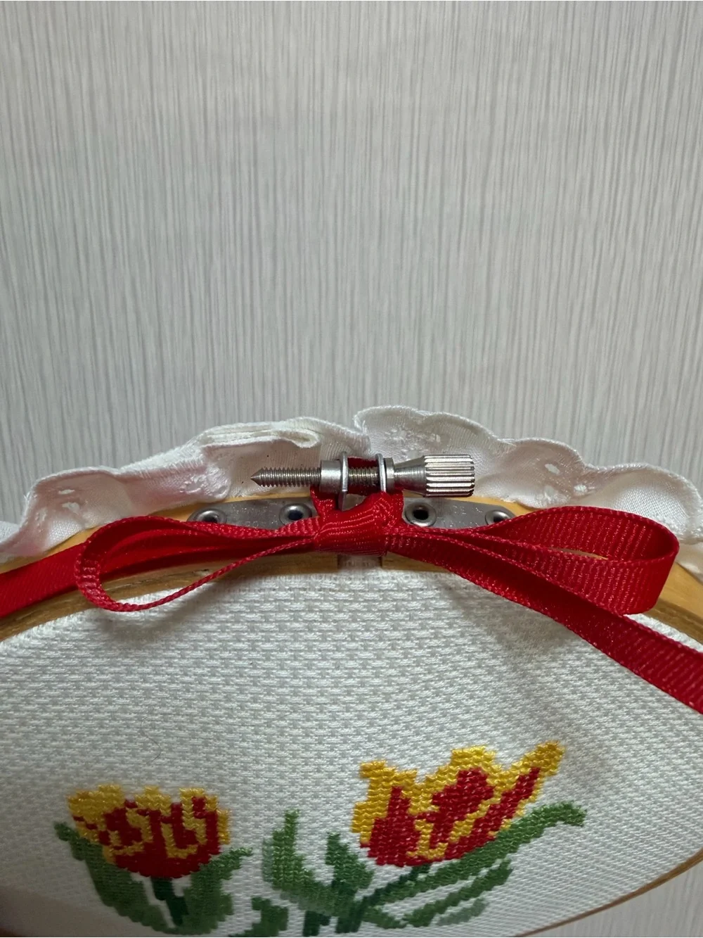 Handmade Tulip Cross Stitch Hoop Art 10